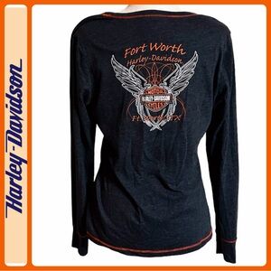 Harley Davidson Fort Worth Texas Long Sleeve Womens Top